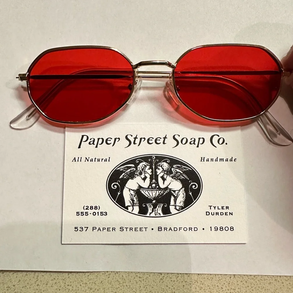 Red Oval Women's Fashion Sunglasses with Gold Frame